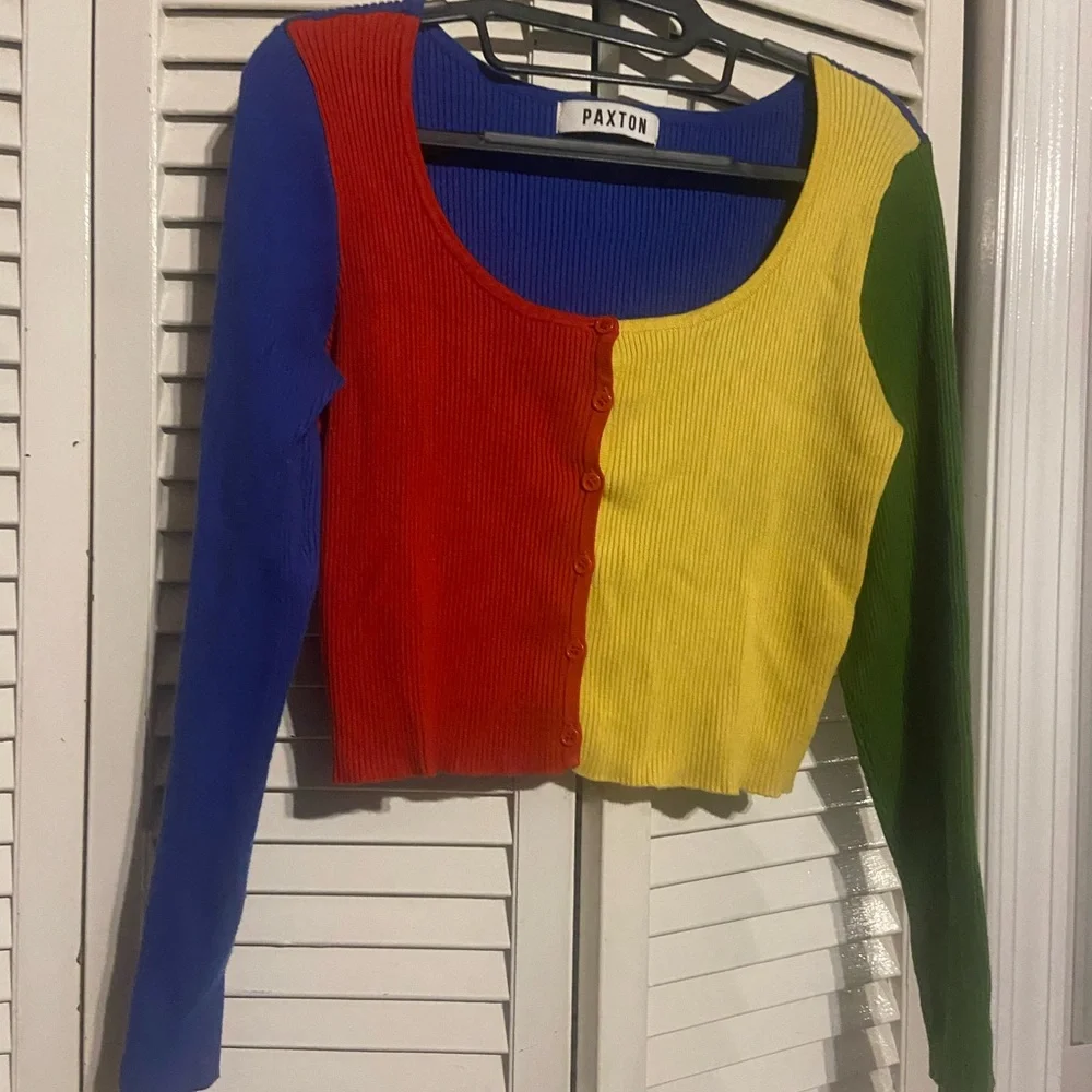 Akira/paxton Color Block Cropped Cardigan size medium - Picture 6 of 13